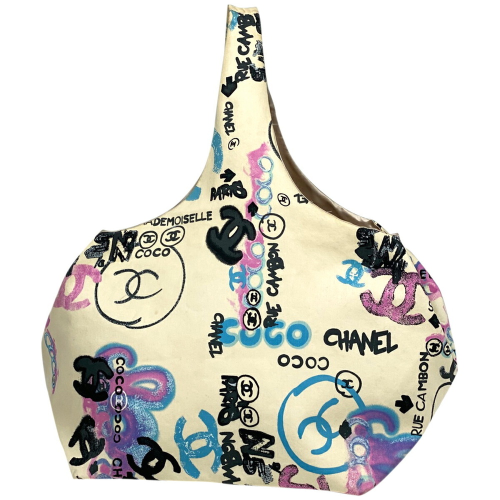 Chanel Shoulder Bag Hawaii Coco Mark One Canvas White Multicolor